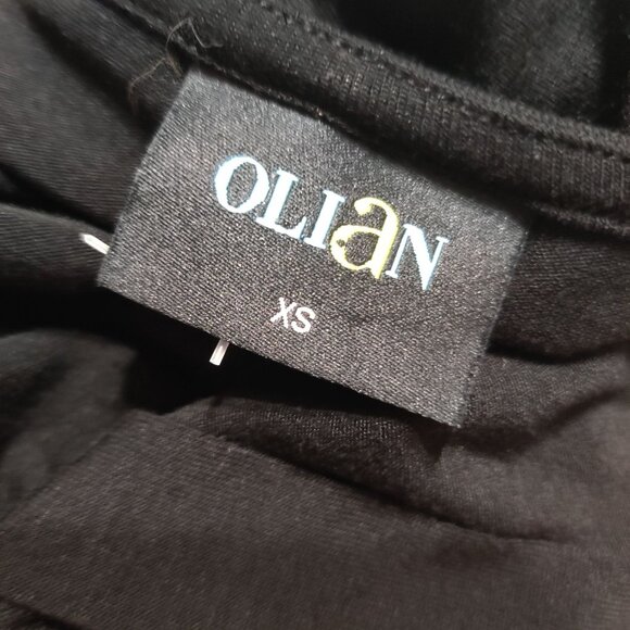 Olian XS Black V-Neck Maternity Dress Empire Tie Waist Knit USA Made Minimalist - Picture 5 of 8